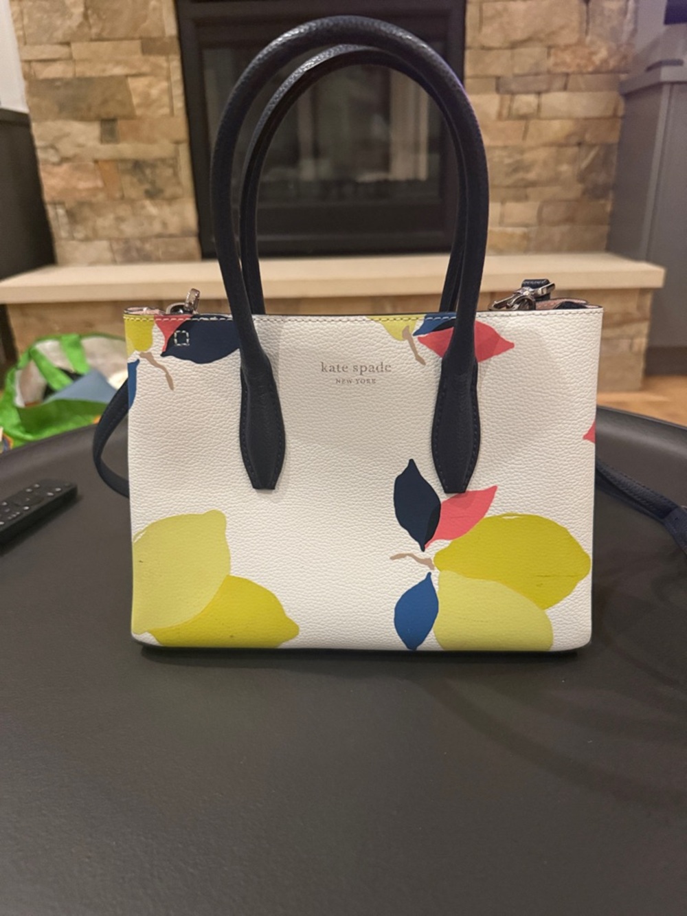 kate spade White Lemon & Navy Handle Mini Satchel
